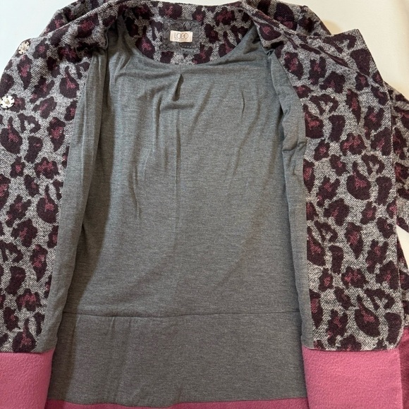 LOGO By Lori Goldstein Animal Print Poly Blend Statement Coat Size 12-14 (GUESS) - Picture 5 of 12